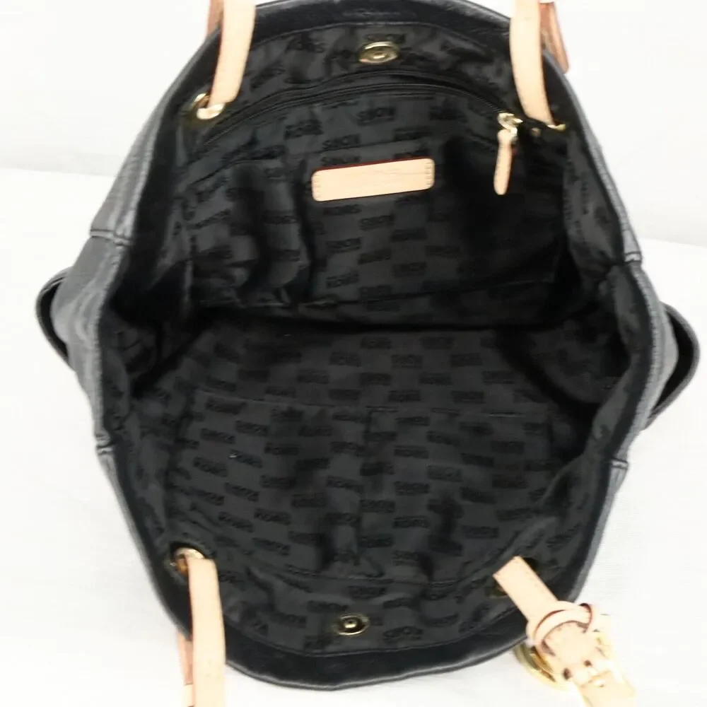 Michael Kors Bag Womens Black Pebbled Leather Tote Handbag Charm Double Handle - Picture 13 of 14